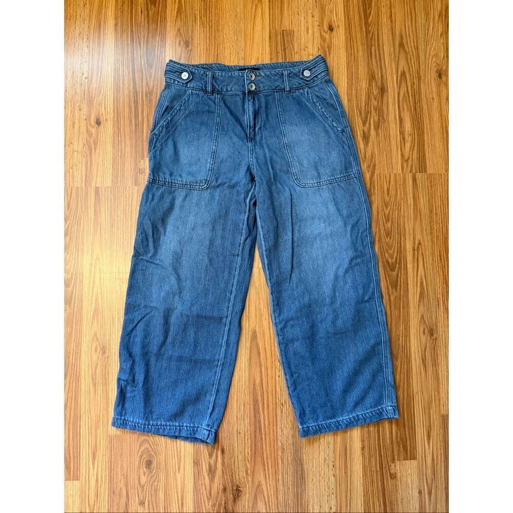 Sanctuary Denim Women's Mid-Rise Wide Leg Cropped Jeans Blue Medium Wash Size 29